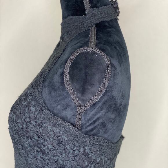 Kay Unger little black halter evening dress lace bodice size 8 - Picture 6 of 11